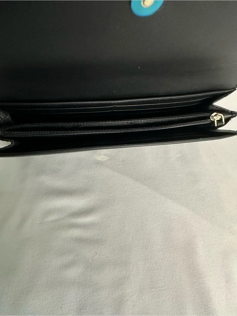 Kate Spade Marti Black Pebbled Leather Flap Zip Clutch Wallet